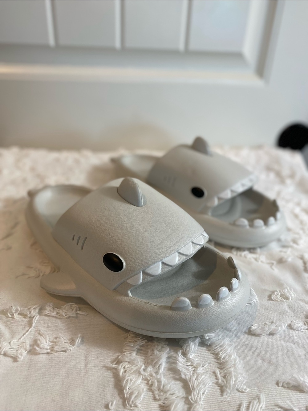 New!  Light Gray Shark Slide Sandals for Kids
